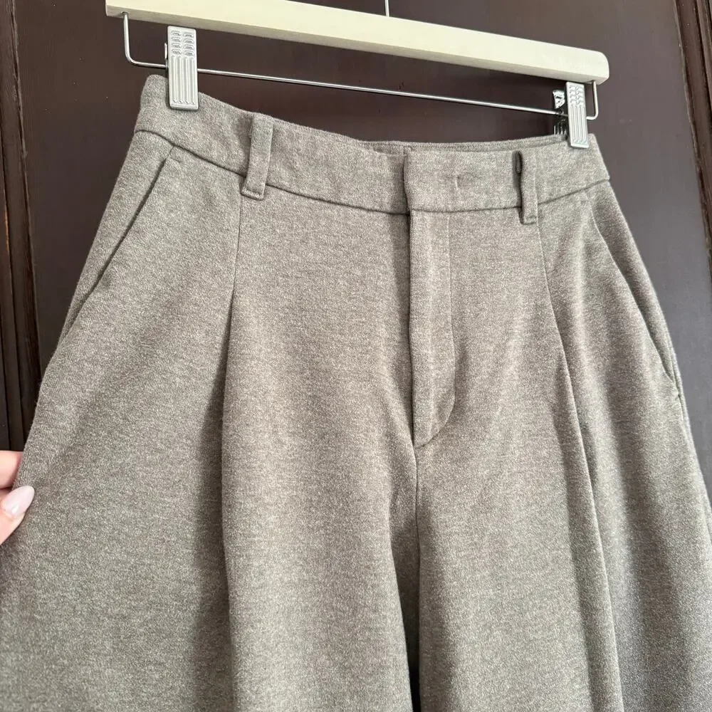 uniqlo x comptoir des cotonniers Barrel Leg Thick Fleece Gray Pants Extra Small